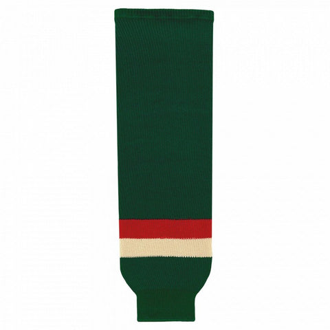 Striped Wool Knit Hockey Socks-2016 Minnesota Stadium Series Dark Green