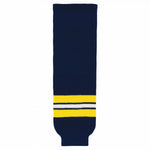 Striped Wool Knit Hockey Socks-2011 Michigan Navy