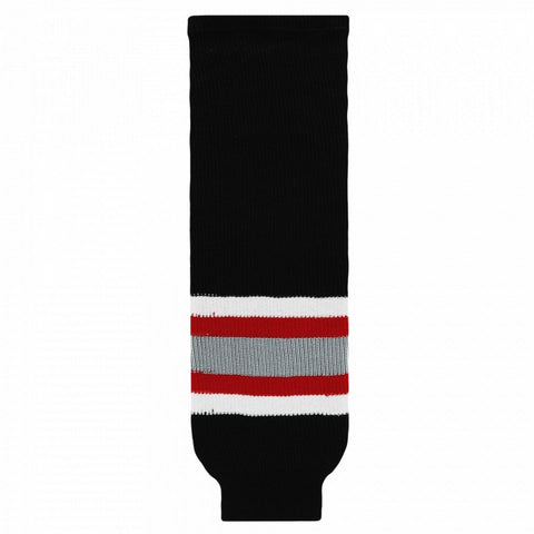 Striped Wool Knit Hockey Socks-Buffalo Black