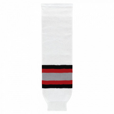 Striped Wool Knit Hockey Socks-Buffalo White