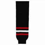 Striped Wool Knit Hockey Socks-New Chicago 3rd Black