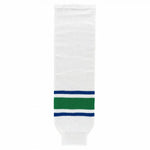 Striped Wool Knit Hockey Socks-2004 Vancouver White