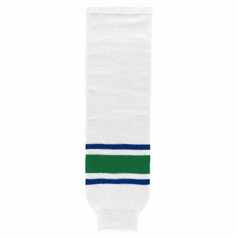 Striped Wool Knit Hockey Socks-2004 Vancouver White