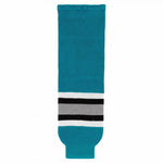 Striped Wool Knit Hockey Socks-San Jose Teal