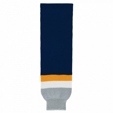 Striped Wool Knit Hockey Socks-Nashville Navy