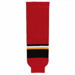 Striped Wool Knit Hockey Socks-New Calgary 3rd Red
