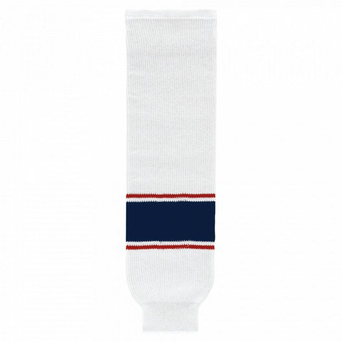 Striped Wool Knit Hockey Socks-2017 Columbus white