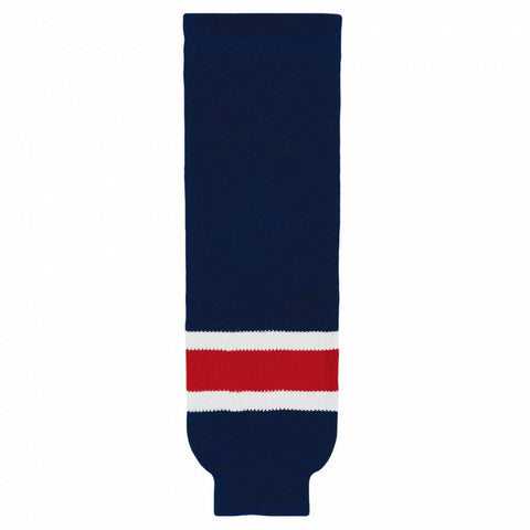Striped Wool Knit Hockey Socks-Columbus Navy