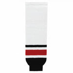 Striped Wool Knit Hockey Socks-Columbus White