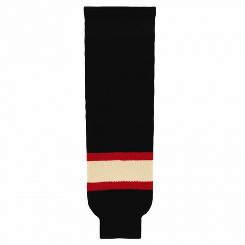 Striped Wool Knit Hockey Socks-Chicago Winter Classic Black