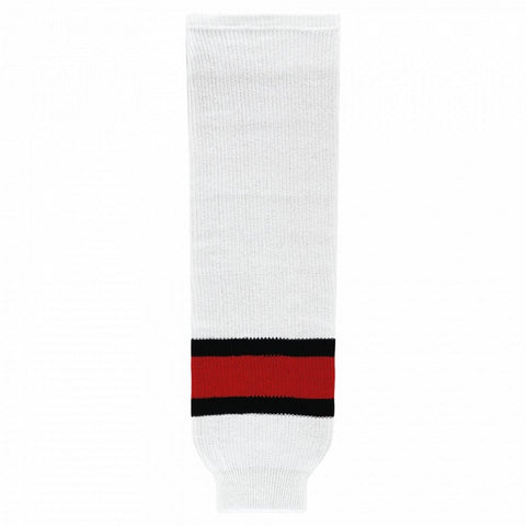 Striped Wool Knit Hockey Socks-2002 Team Canada White