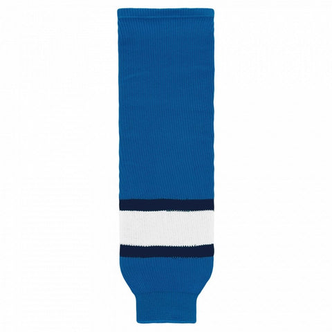 Striped Wool Knit Hockey Socks-Winnipeg Cobalt
