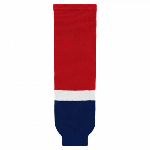Striped Wool Knit Hockey Socks-2013 Washington Red