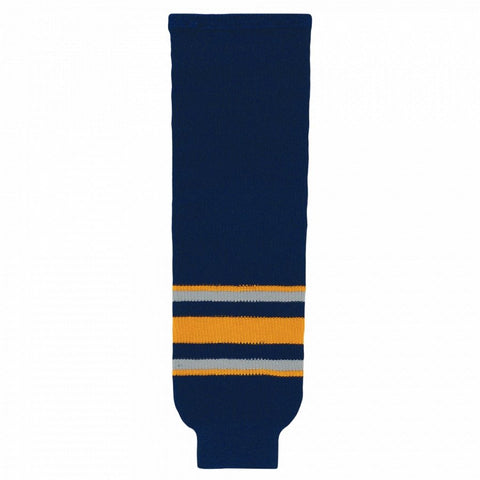 Striped Wool Knit Hockey Socks-2009 Buffalo 3rd Navy