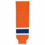 Striped Wool Knit Hockey Socks-2015 Edmonton 3rd Orange