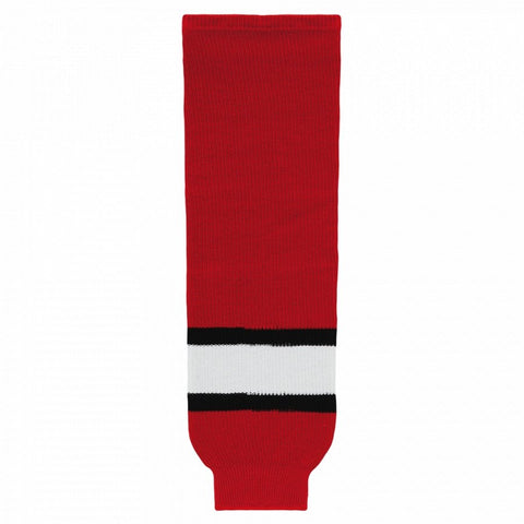 Striped Wool Knit Hockey Socks-2010 Ottawa Red