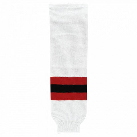 Striped Wool Knit Hockey Socks-2017 New Jersey White