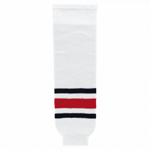 Striped Wool Knit Hockey Socks-2010 Columbus White