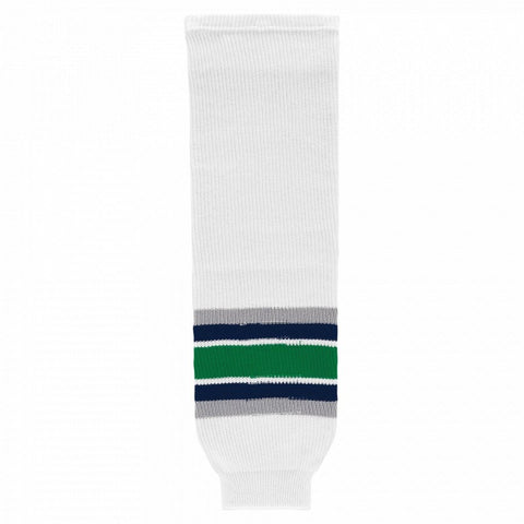Striped Wool Knit Hockey Socks-Hartford White