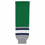 Striped Wool Knit Hockey Socks-Plymouth Kelly