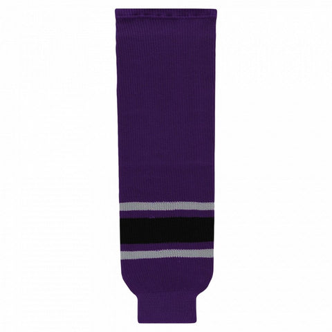 Striped Wool Knit Hockey Socks-New Los Angeles 3rd Purple