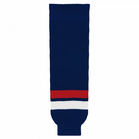 Striped Wool Knit Hockey Socks-2005 Team Usa Navy